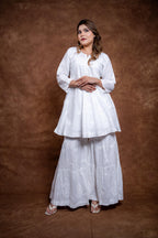 Galabo Modern Lucknow Hand-Embroidered Chikankari Cotton Frock and Garara Set