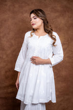 Galabo Modern Lucknow Hand-Embroidered Chikankari Cotton Frock and Garara Set
