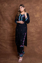 Gulmina Designer Multicolour Fine Chikankari Kurti and Palazzo Set on Rayon Fabric