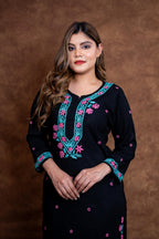 Gulmina Designer Multicolour Fine Chikankari Kurti and Palazzo Set on Rayon Fabric