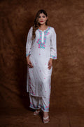 Gulmina Designer Multicolour Fine Chikankari Kurti and Palazzo Set on Rayon Fabric