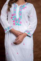 Gulmina Designer Multicolour Fine Chikankari Kurti and Palazzo Set on Rayon Fabric