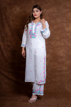 Gulmina Designer Multicolour Fine Chikankari Kurti and Palazzo Set on Rayon Fabric