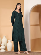 Zara Premium Rayon Chikankari Kurta & Palazzo Set with Authentic Mukaish Work | 100% Handwork
