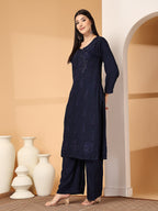Zara Premium Rayon Chikankari Kurta & Palazzo Set with Authentic Mukaish Work | 100% Handwork