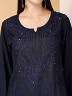 Zara Premium Rayon Chikankari Kurta & Palazzo Set with Authentic Mukaish Work | 100% Handwork