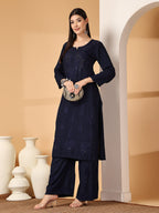 Zara Premium Rayon Chikankari Kurta & Palazzo Set with Authentic Mukaish Work | 100% Handwork