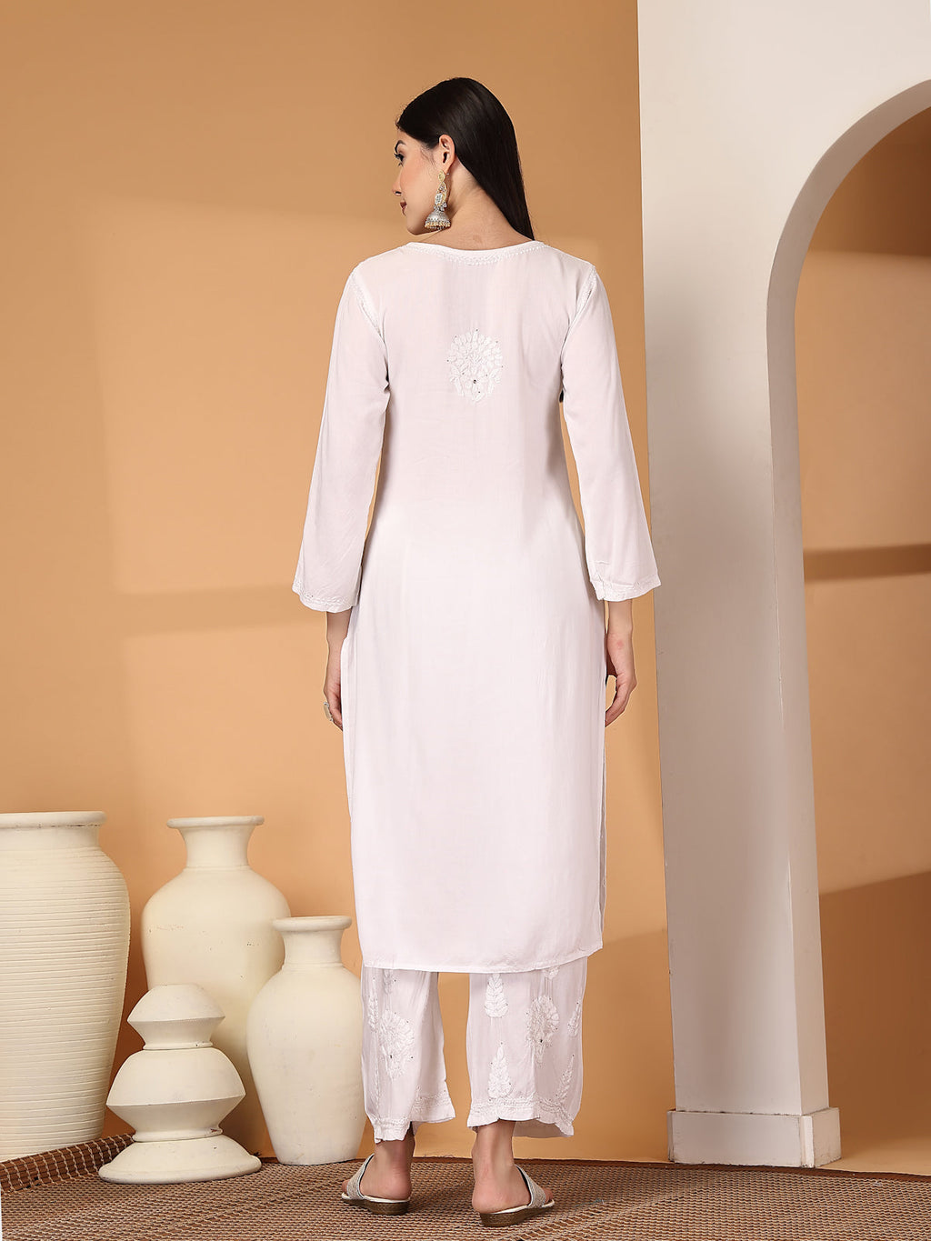 Zara Premium Rayon Chikankari Kurta & Palazzo Set with Authentic Mukaish Work | 100% Handwork