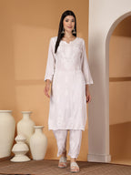 Zara Premium Rayon Chikankari Kurta & Palazzo Set with Authentic Mukaish Work | 100% Handwork