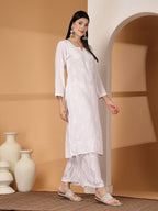 Zara Premium Rayon Chikankari Kurta & Palazzo Set with Authentic Mukaish Work | 100% Handwork