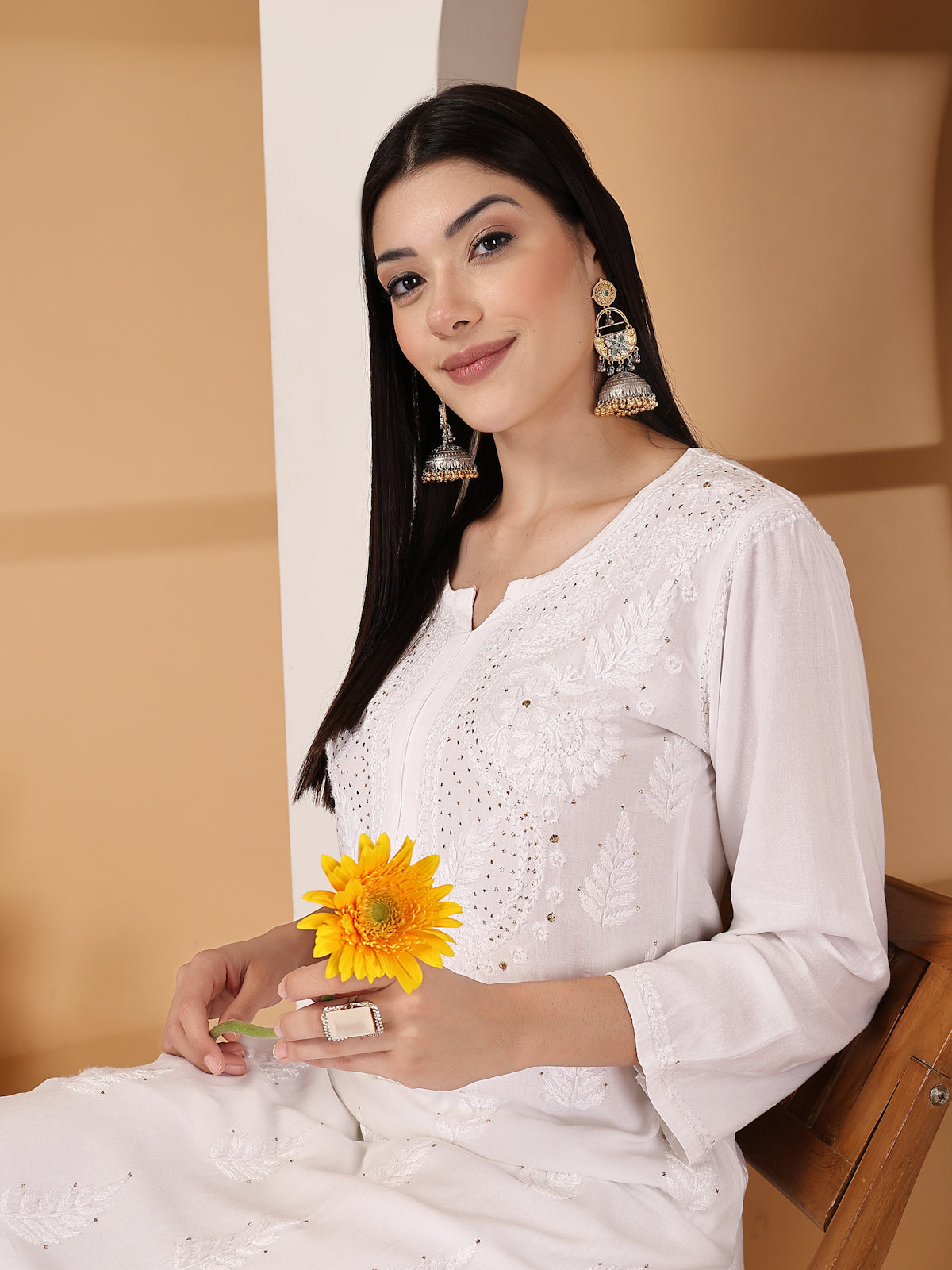 Zara Premium Rayon Chikankari Kurta & Palazzo Set with Authentic Mukaish Work | 100% Handwork