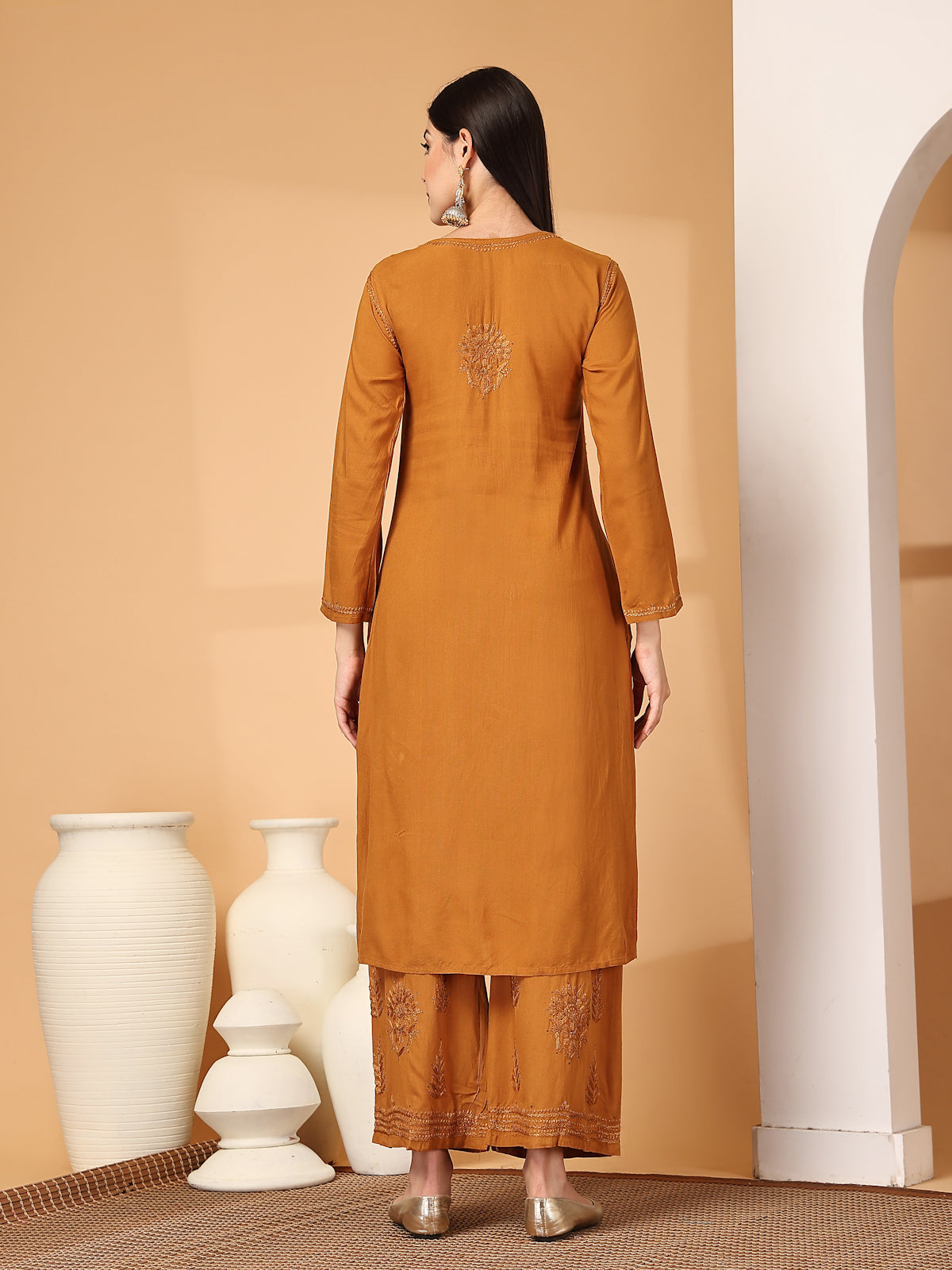 Zara Premium Rayon Chikankari Kurta & Palazzo Set with Authentic Mukaish Work | 100% Handwork