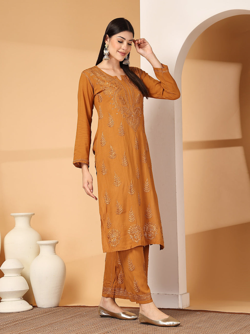 Zara Premium Rayon Chikankari Kurta & Palazzo Set with Authentic Mukaish Work | 100% Handwork