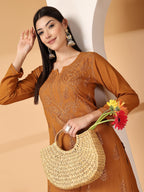 Zara Premium Rayon Chikankari Kurta & Palazzo Set with Authentic Mukaish Work | 100% Handwork