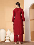 Zara Premium Rayon Chikankari Kurta & Palazzo Set with Authentic Mukaish Work | 100% Handwork