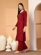 Zara Premium Rayon Chikankari Kurta & Palazzo Set with Authentic Mukaish Work | 100% Handwork