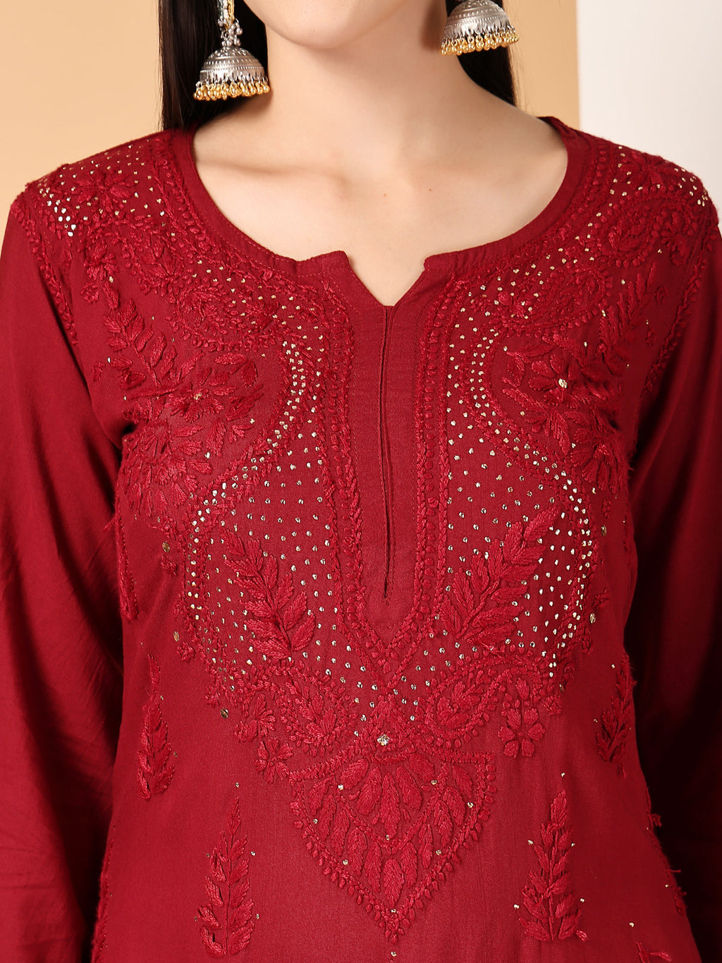 Zara Premium Rayon Chikankari Kurta & Palazzo Set with Authentic Mukaish Work | 100% Handwork
