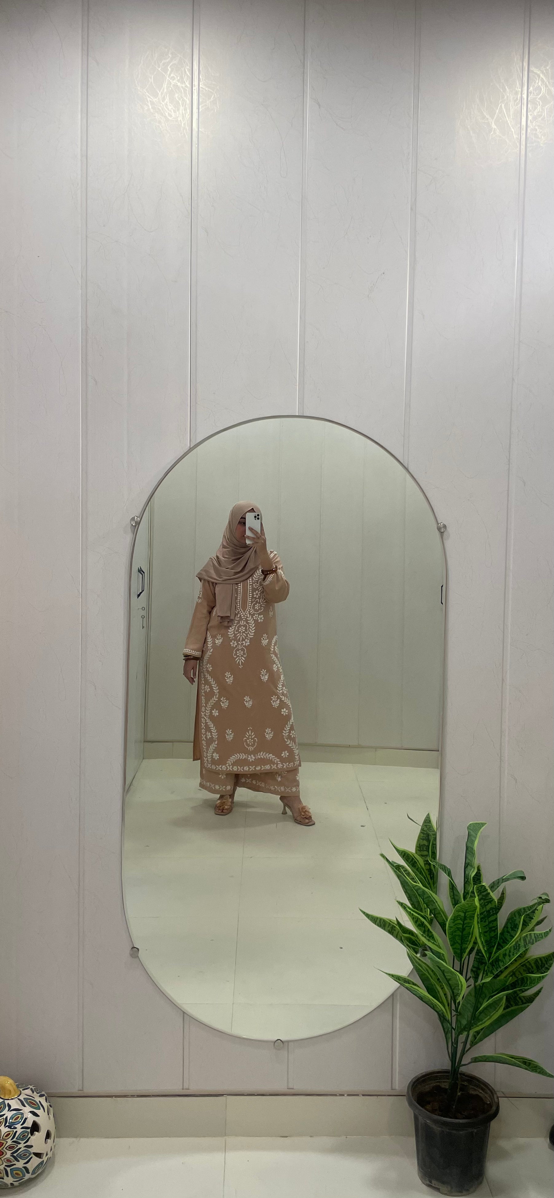 Wara Kurti and Palazzo Chikankari Set – Fine Handcrafted Chikankari on Soft Skin Colour Rayon Fabric