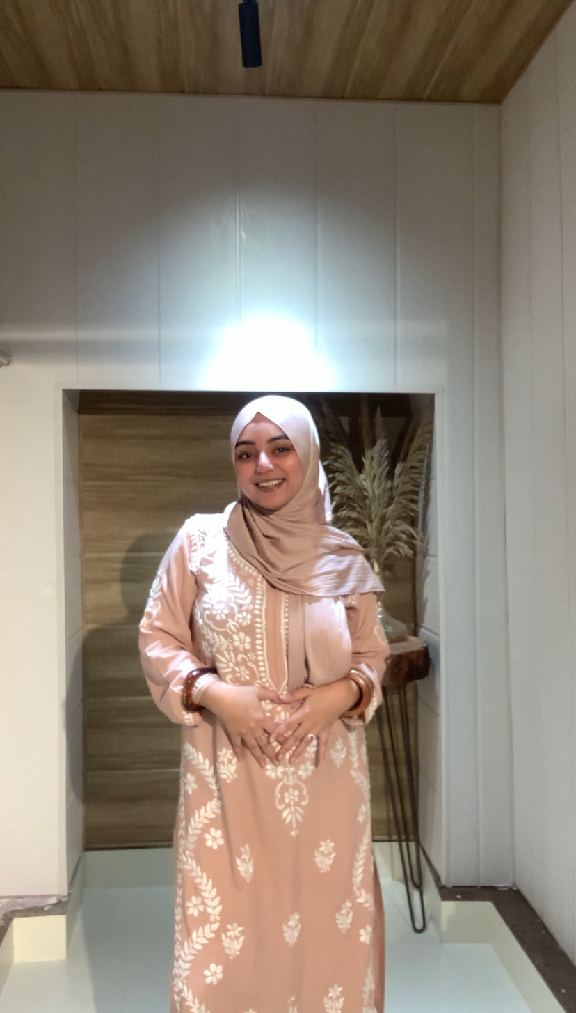 Wara Kurti and Palazzo Chikankari Set – Fine Handcrafted Chikankari on Soft Skin Colour Rayon Fabric