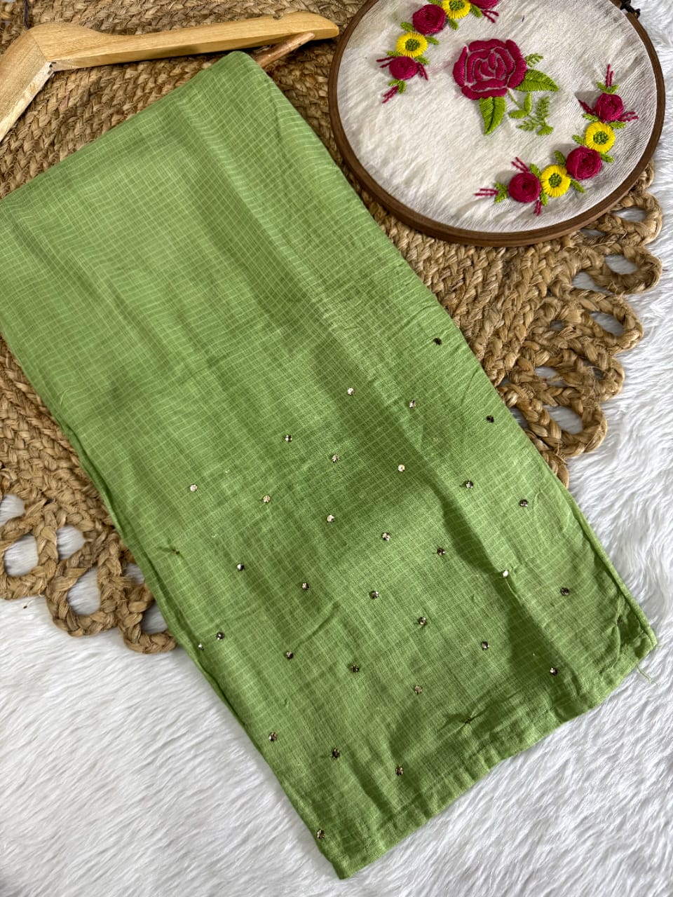 The 'Kota Sheen' Lakhnavi Chikankari Hand-Embroidered Tepchi Work and  Mukaish Work Kurta Set with Dupatta