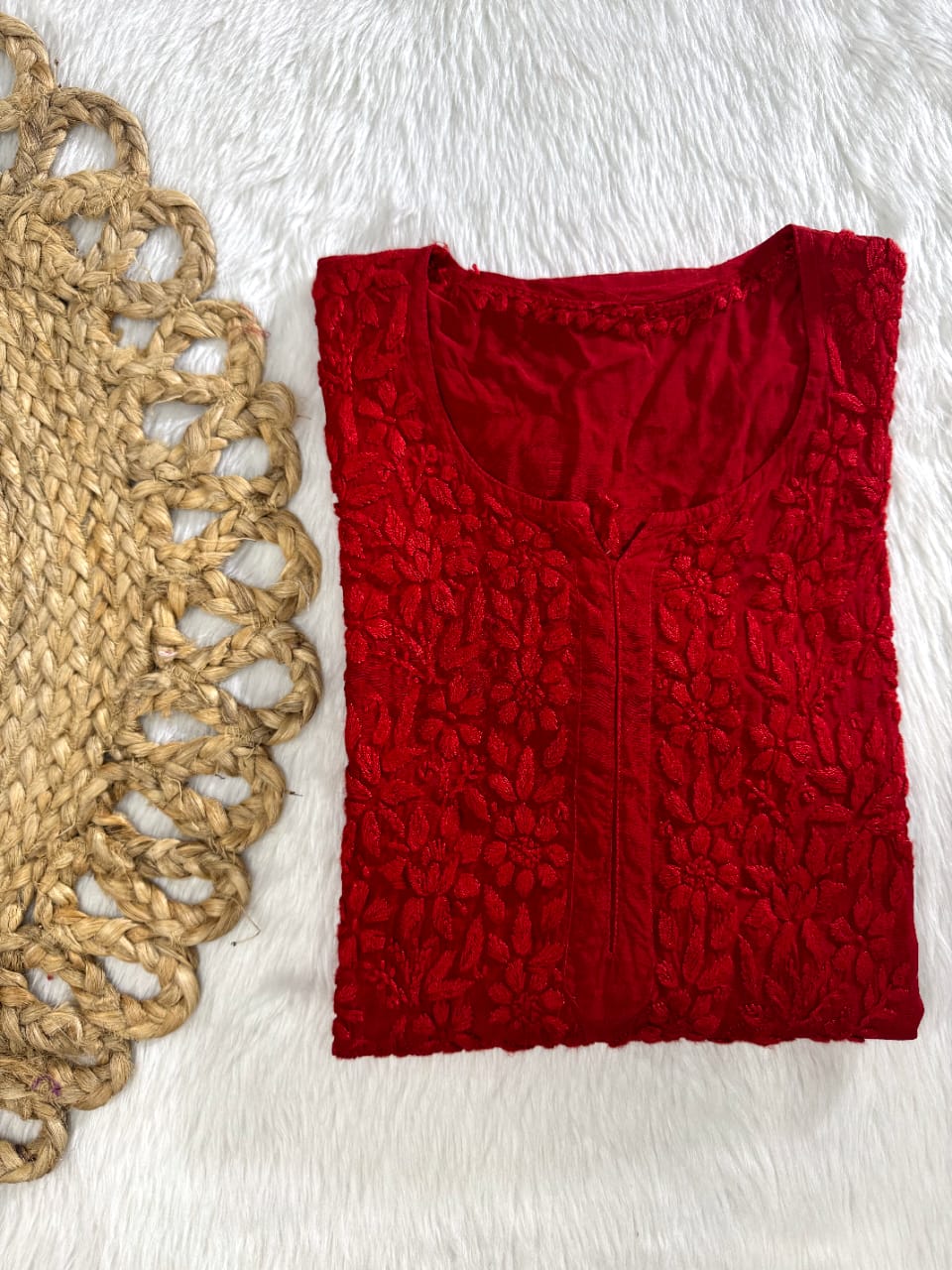 Pure Muslin Chikankari Kurti Handmade Lucknowi Heavy Work with fine threads Tone to tone