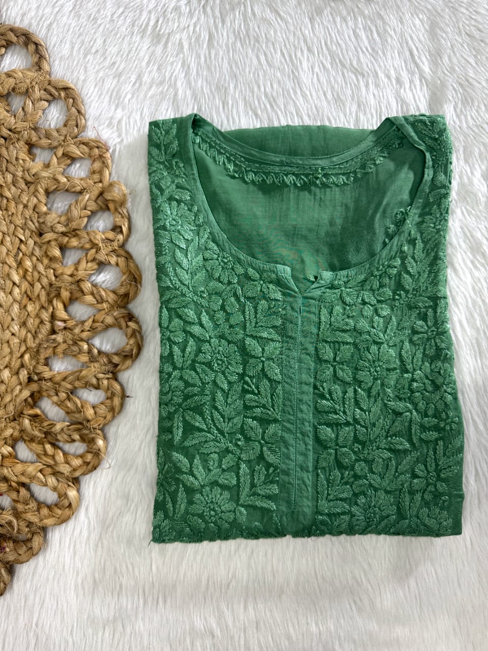 Pure Muslin Chikankari Kurti Handmade Lucknowi Heavy Work with fine threads Tone to tone