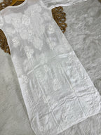 Premium Pure Muslin Chikankari Kurti and Palazzo Set with intricate fine Hand Embroidery