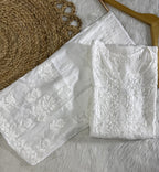 Premium Pure Muslin Chikankari Kurti and Palazzo Set with intricate fine Hand Embroidery