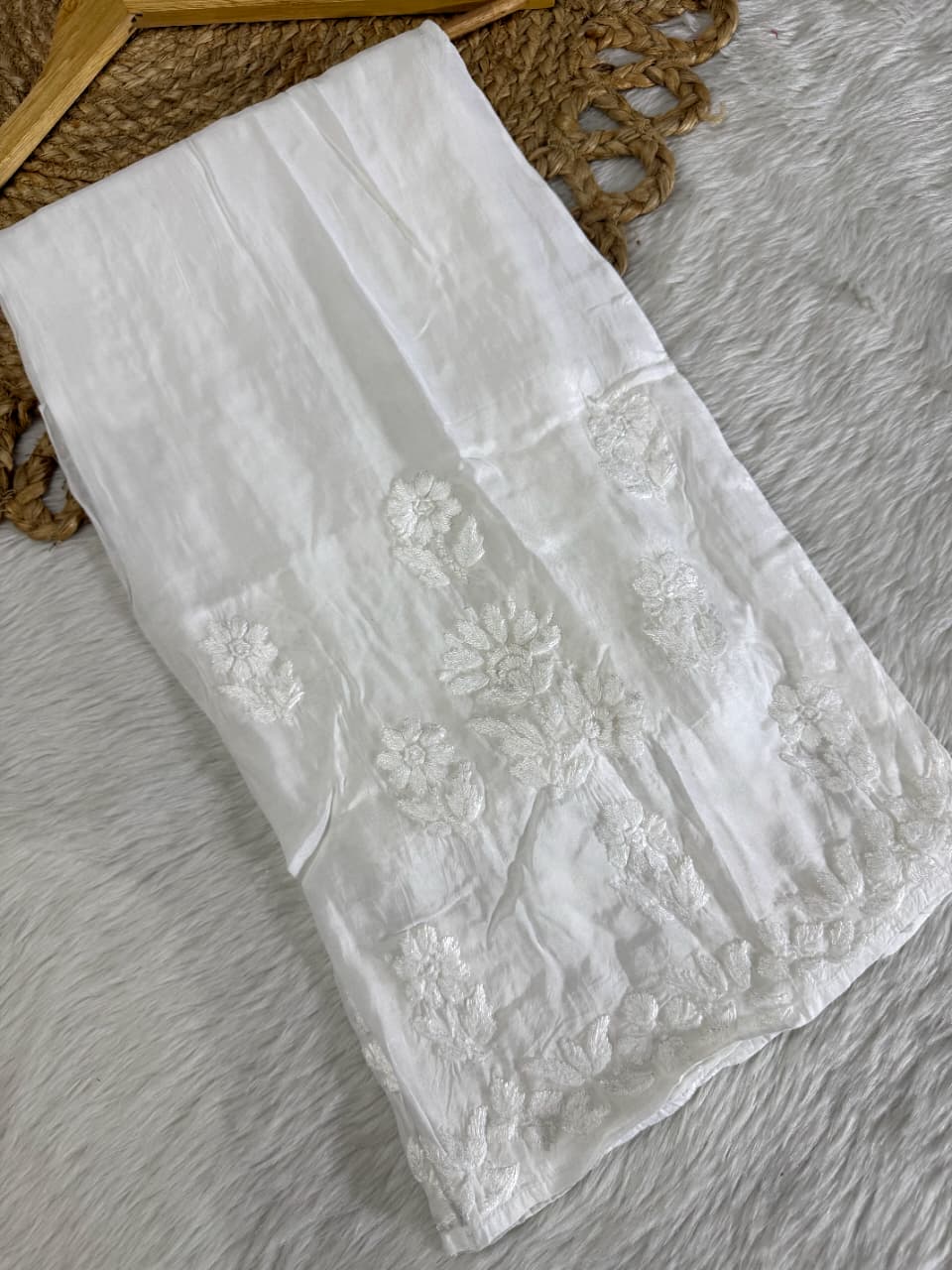 Premium Pure Muslin Chikankari Kurti and Palazzo Set with intricate fine Hand Embroidery