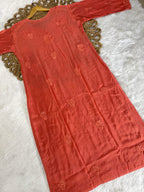 Pure Muslin Chikankari Kurti Handmade Lucknowi Heavy Work with fine threads Tone to tone