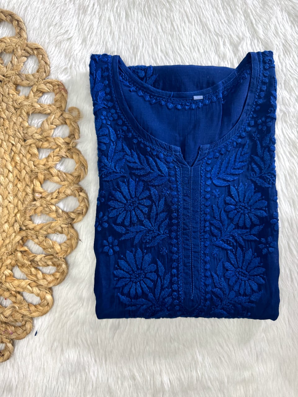 Pure Muslin Chikankari Kurti Handmade Lucknowi Heavy Work with fine threads Tone to tone