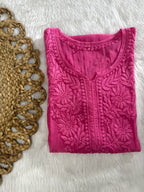 Pure Muslin Chikankari Kurti Handmade Lucknowi Heavy Work with fine threads Tone to tone