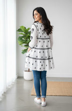 Nazakat White Lakhnavi Chikankari Tiered Frock | 3-Layered Cotton Short Gown with Colour Thread Embroidery