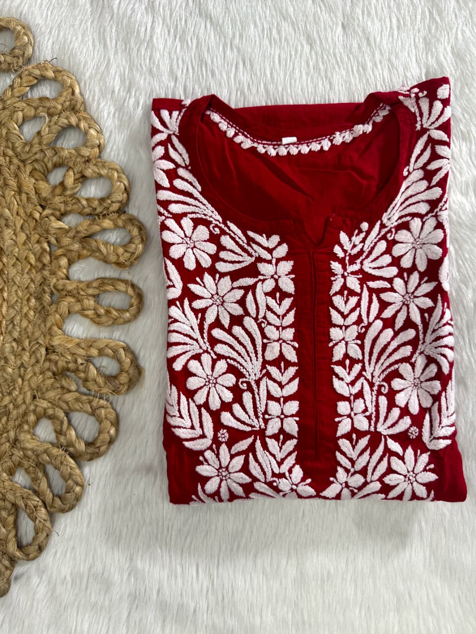 Azrah Vintage Chikankari Long Kurti On Soft Modal Fabric With Fine Hand Work