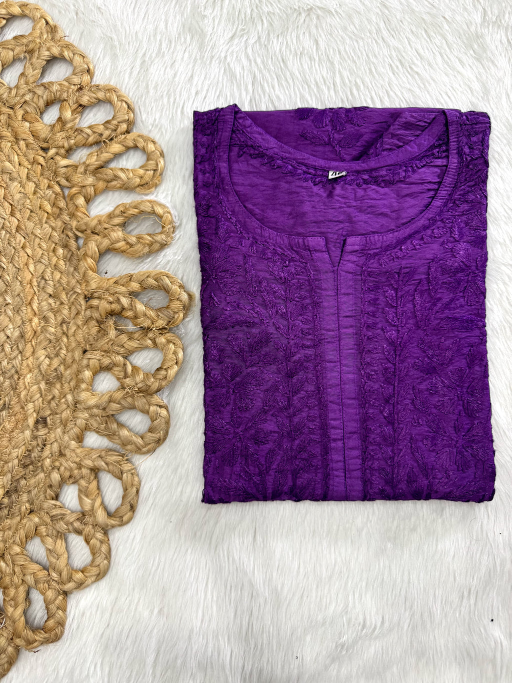 Noori Chanderi Chikankari Kurti with intricate hand work | Handcrafted by Chikankari Artisans of Lucknow