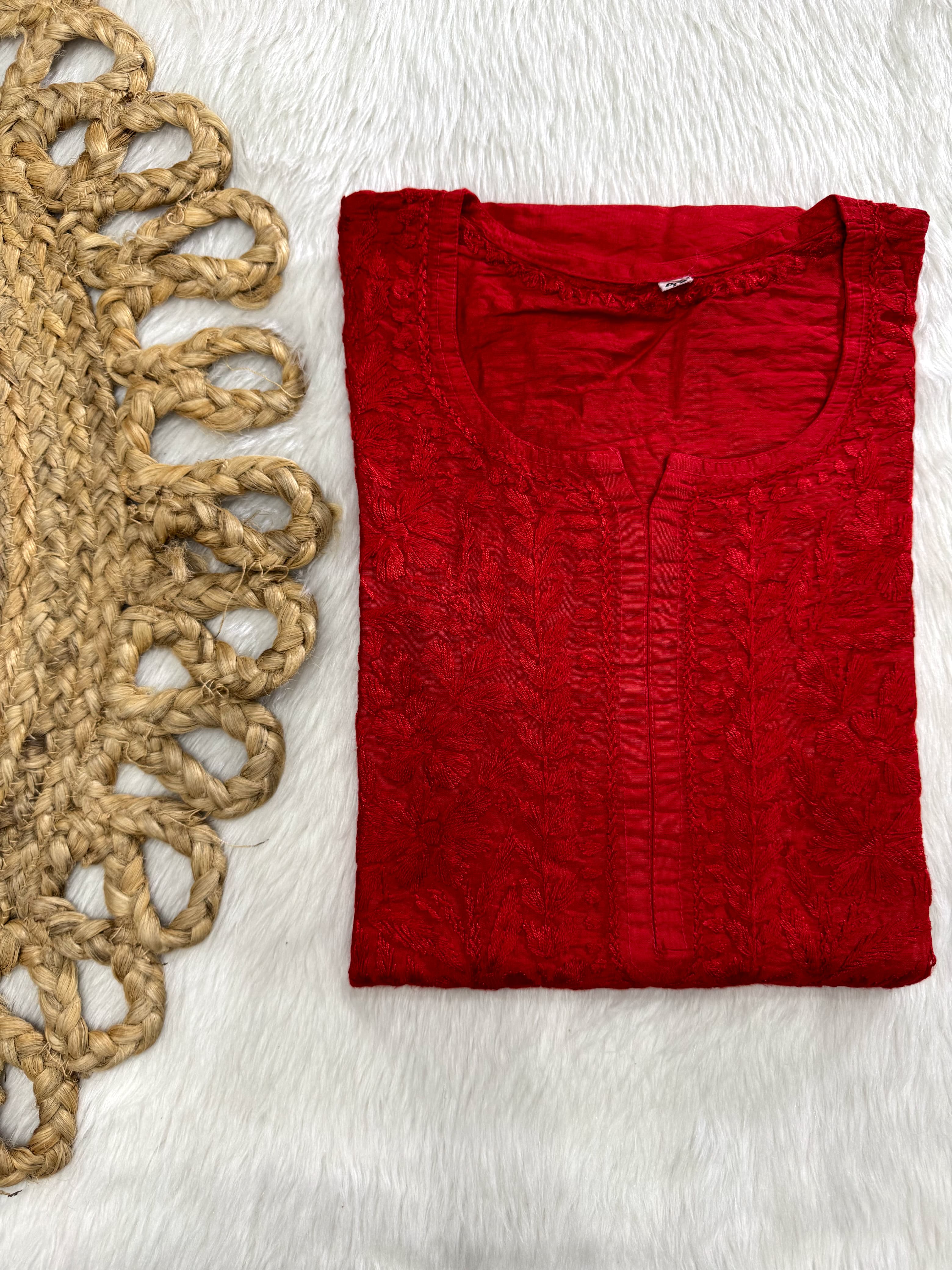 Noori Chanderi Chikankari Kurti with intricate hand work | Handcrafted by Chikankari Artisans of Lucknow