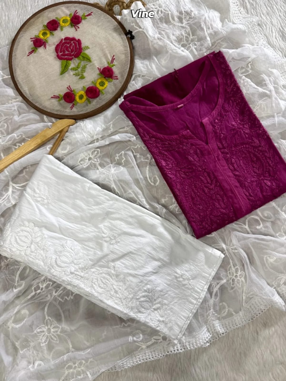 Zainab Rayon Umbre Dual Shade Colour Chikankari Kurti | Kurti & Pant Set