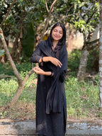 Shifana Hand Embroidered Kurti Palazzo and Dupatta set with Lucknow Chikankari and Mukaish Work