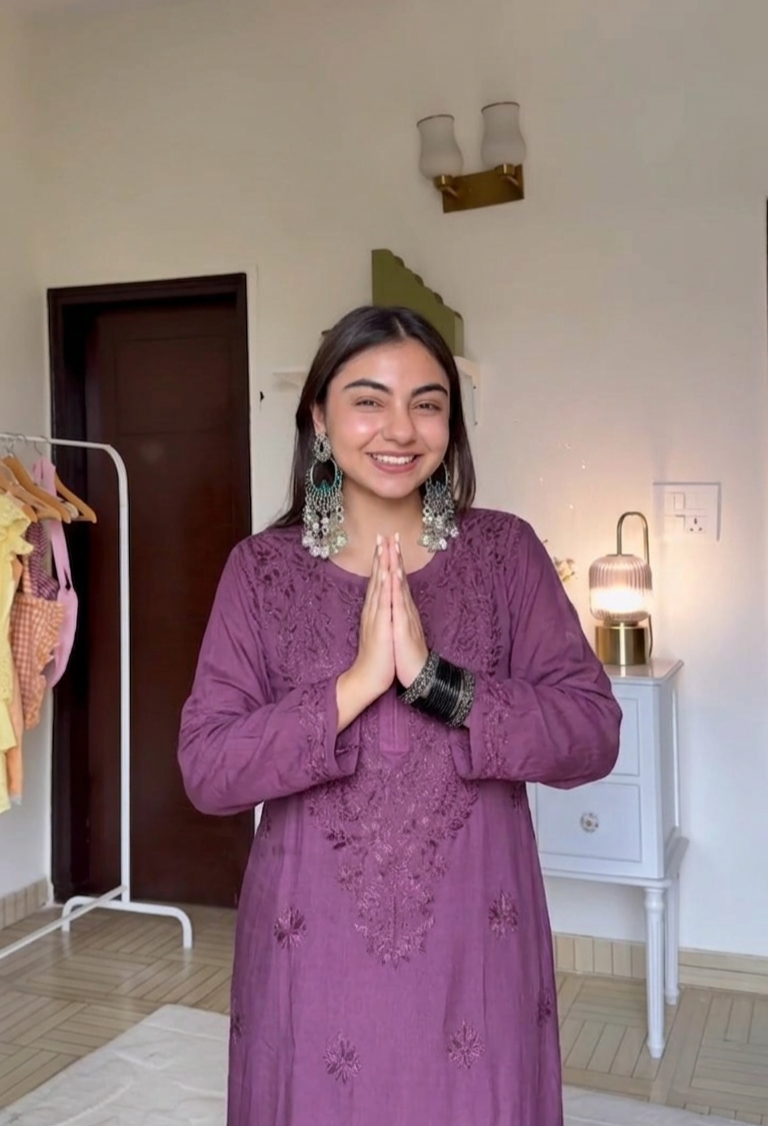 Vine Lucknow Chikankari Kurti and Palazzo Set – Fine Handcrafted Chikankari on Soft Rayon Fabric