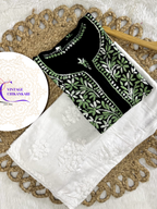 Zareen Black Rayon Chikankari Kurti Only with Dual Shade Chikankari Embroidery Designed by Vintage Chikankari