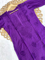 Noori Chanderi Chikankari Kurti with intricate hand work | Handcrafted by Chikankari Artisans of Lucknow