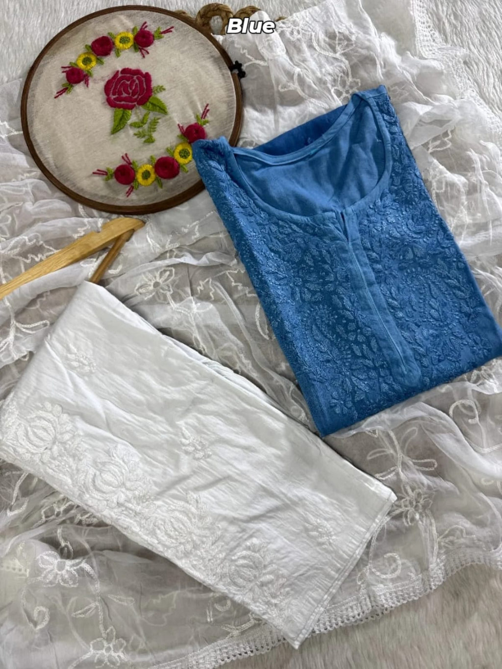 Zainab Rayon Umbre Dual Shade Colour Chikankari Kurti | Kurti & Pant Set