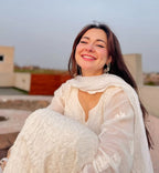 Hania Amir Resham Viscose Jaal Chikankari Kurti And Palazzo Dupatta Set