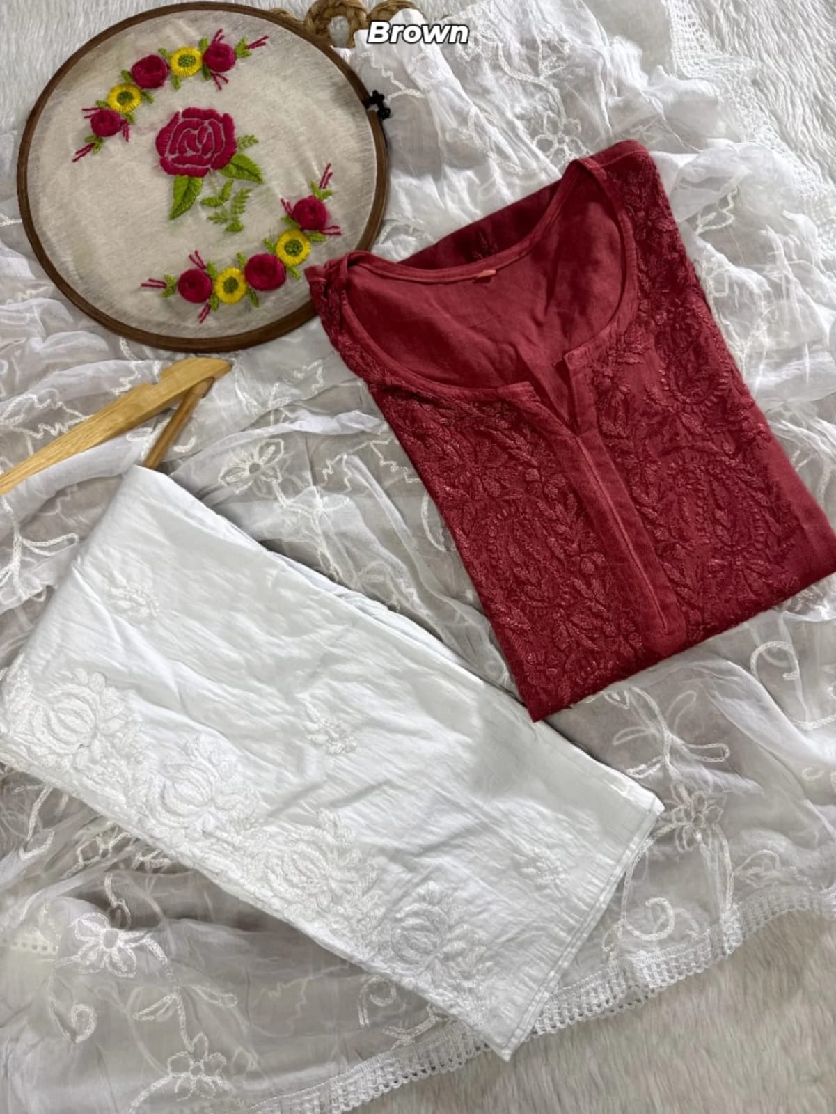 Zainab Rayon Umbre Dual Shade Colour Chikankari Kurti | Kurti & Pant Set