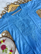 Zainab Rayon Umbre Dual Shade Colour Chikankari Kurti | Kurti & Pant Set