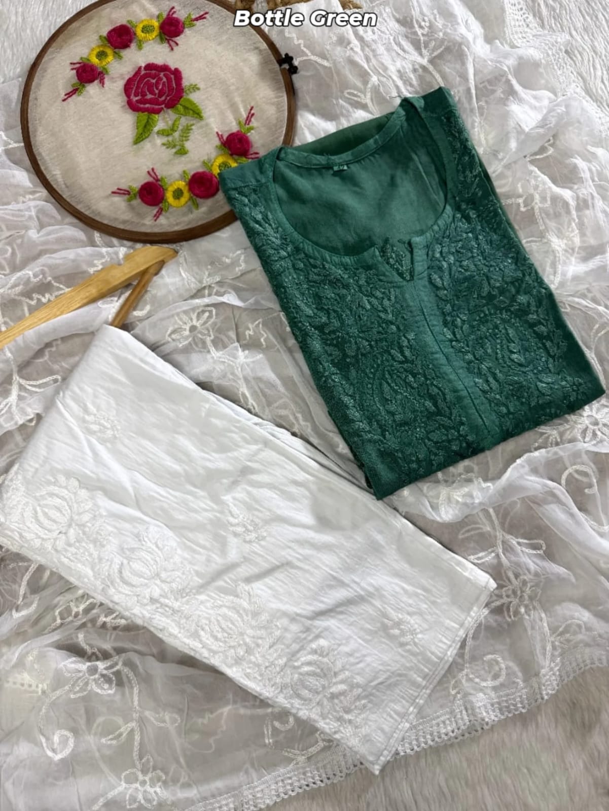 Zainab Rayon Umbre Dual Shade Colour Chikankari Kurti | Kurti & Pant Set