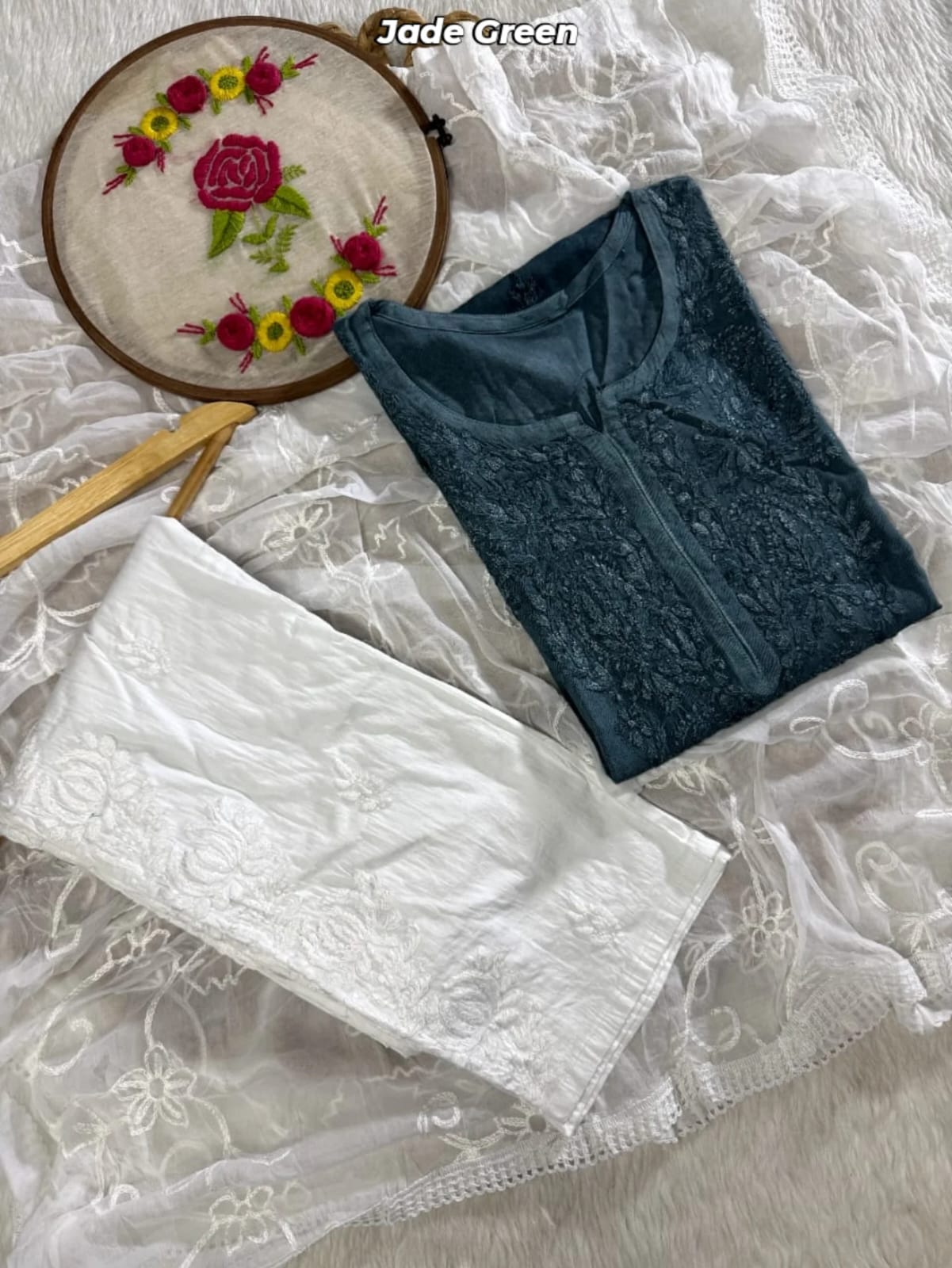 Zainab Rayon Umbre Dual Shade Colour Chikankari Kurti | Kurti & Pant Set