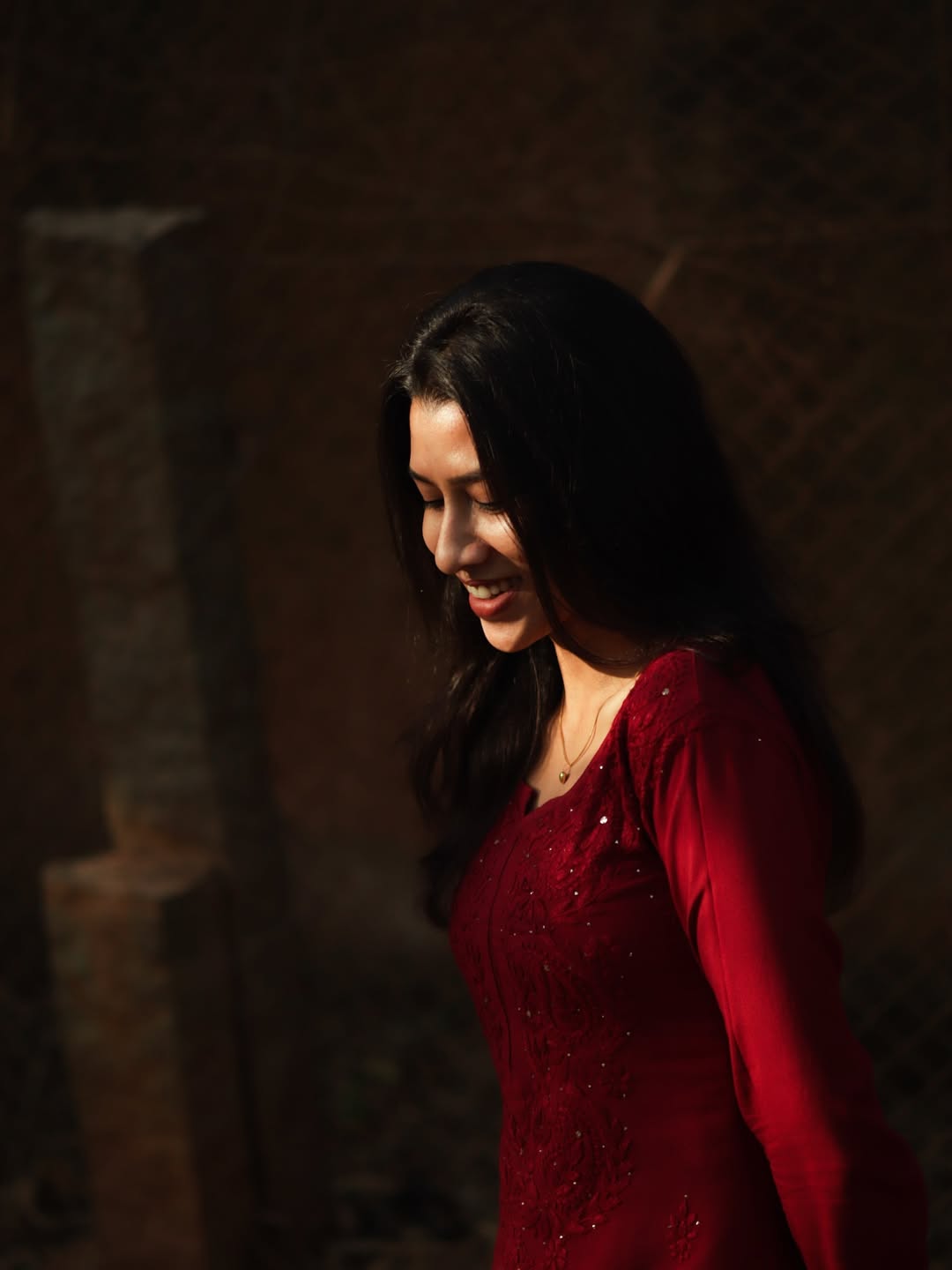 Riswana Red Rayon Chikankari Mukaish Kurti with High Quality White Rayon Palazzo with Fine Chikankari And Mukaish Handwork