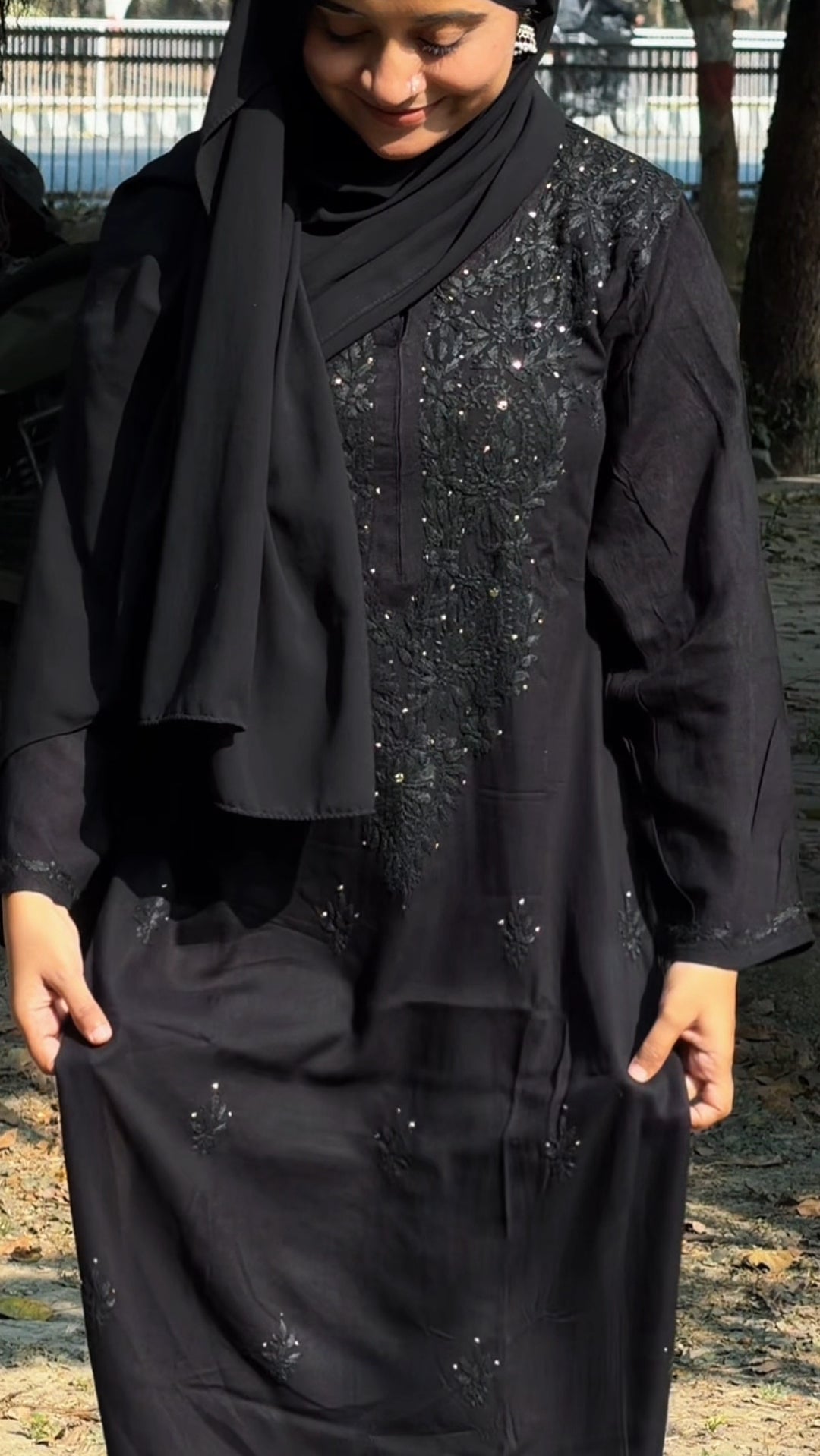 Azra Vintage Chikankari Chanderi Kurti – Tone-to-Tone Thread Chikankari & Kamdani | Handcrafted Lucknow Chikankari