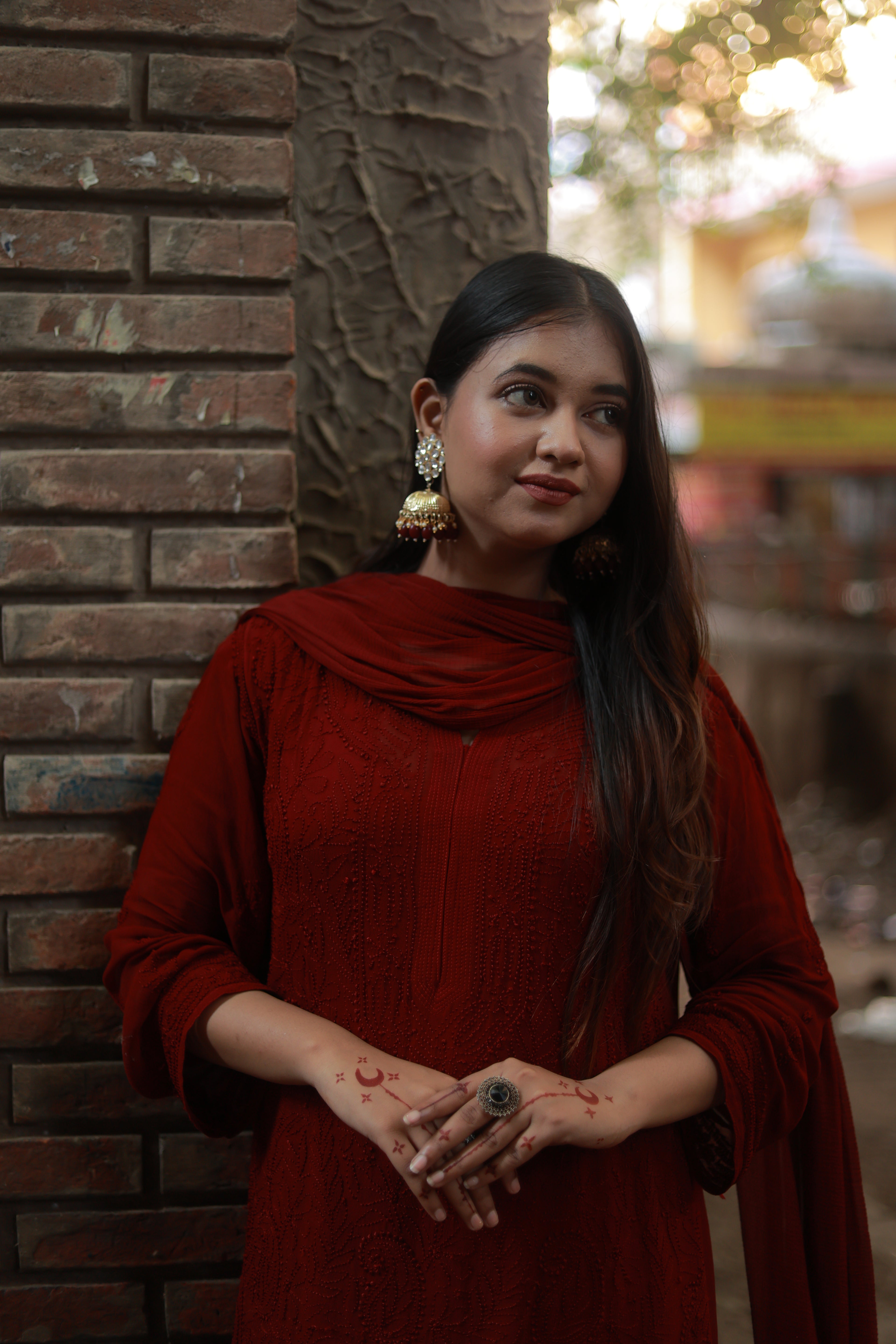 Noor Jahan Resham Viscose Jaal Chikankari Kurti Palazzo Dupatta Set